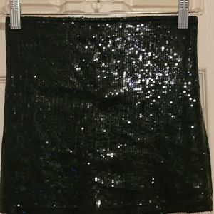 Black sequence mini skirt